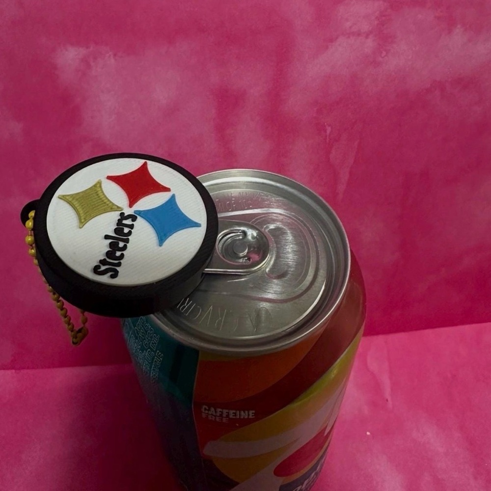 NFL Steelers Black White Gold Red Blue Keychain Bottle Topper